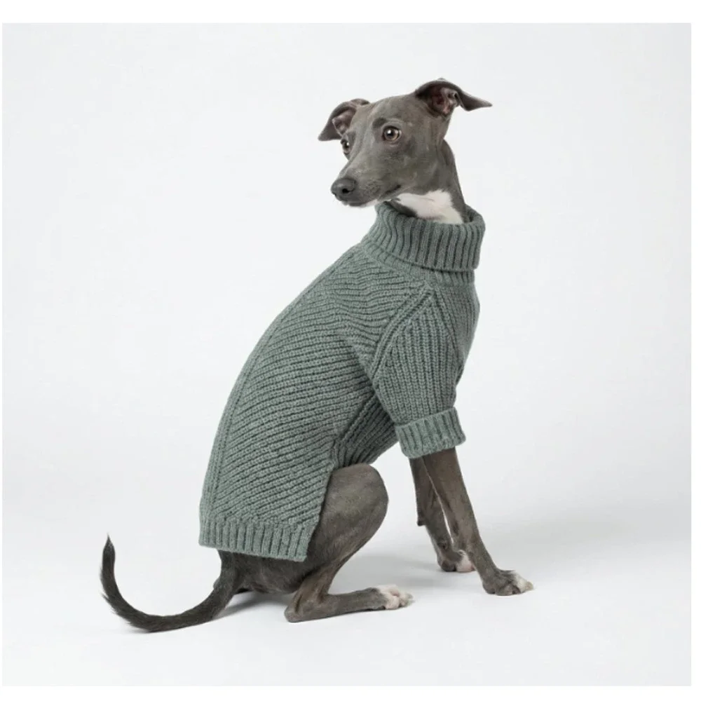 Fitwarm Turtleneck Knitted Dog Sweaters Outfits Coats Cat Sz Large Heather Gray